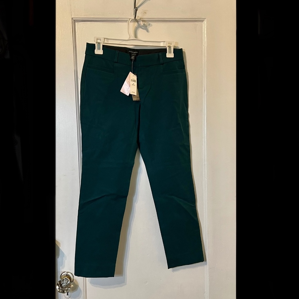 Banana Republic Jackson Fit Slim Leg Ankle Teal Green Trouser Pant Size 2P
